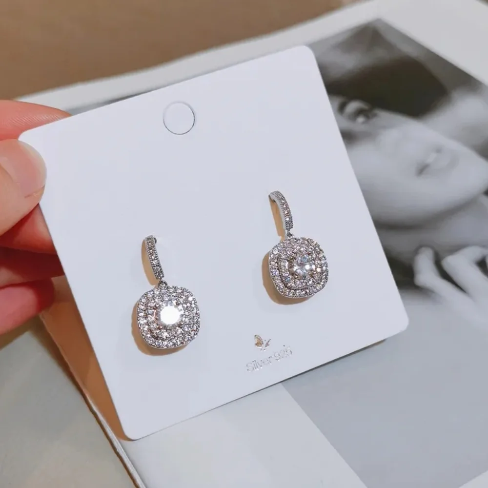 Sparkly zircon crystal drop hook dandle drop fashion earrings. - Picture 4 of 4